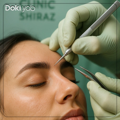 طراحی و کاشت ابرو طبیعی توسط پزشک متخصص پوست و مو در کلینیک معتبر شیراز – تصویری از مراحل واقعی کاشت ابرو