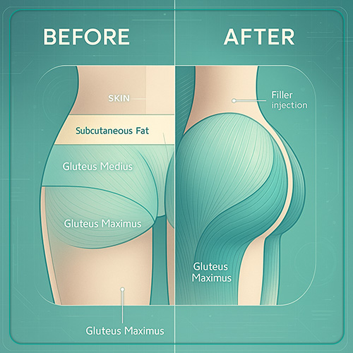 بررسی مقدار فیلر موردنیاز برای لیفت باسن در شیراز؛ دکی یاب