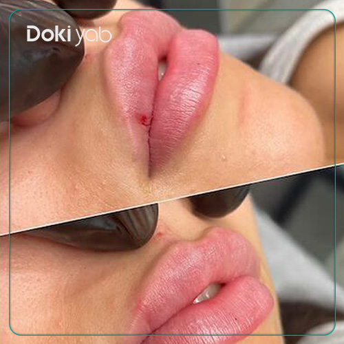 نمونه تزریق فیلر لب قلبی