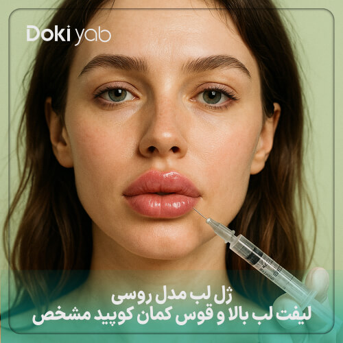 ژل لب روسی با لیفت لب بالا و کمان کوپید مشخص