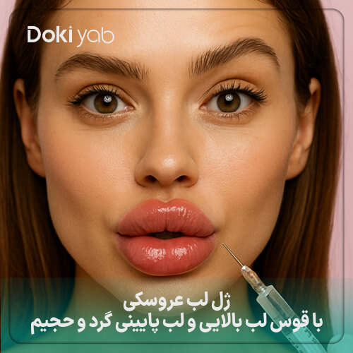 ژل لب عروسکی با قوس لب بالایی و لب پایینی گرد و حجیم